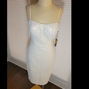 Sz 10 Vince Camuto white sequin cocktail dress